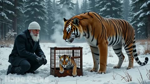 How A Mother Snow Tiger Saved Her Cub with Help of an Old Guy! #animals #rescueanimals #humanity