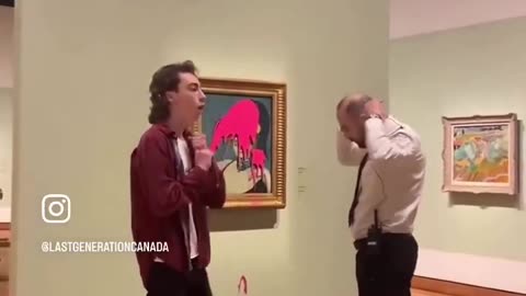 Climate change activist throws pink paint over Picasso painting while ranting about “wildfires”