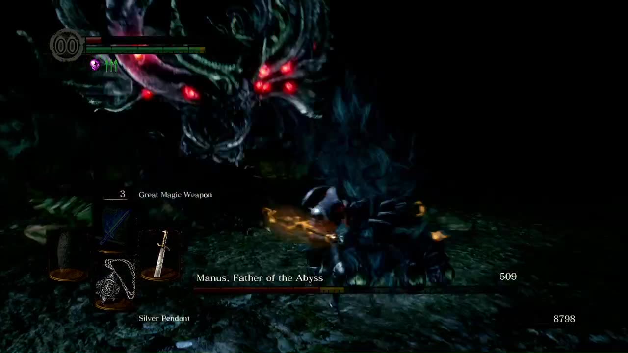 Melee only/no damage Manus, Father of the Abyss (Dark Souls: Remastered)