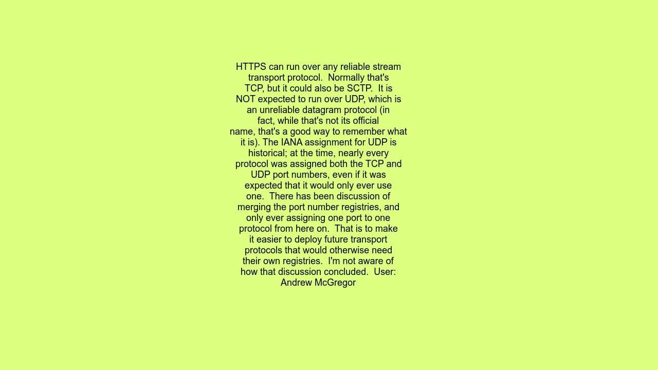 Does HTTPS use TCP or UDP