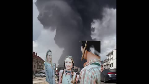 Mary and Laura Ingalls are happy even though they are about to get sucked up in a tornado