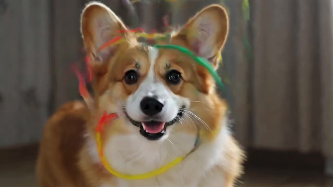 Funny Fluffy Welsh Corgi Playing with a Rubber Ring Toy