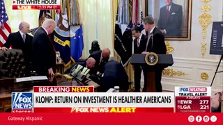 A man just collapsed during President Trump's Oval Office announcement