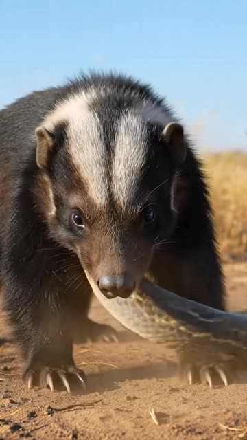 Honey Badger eating Snake