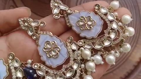 Premium quality Indian kundan with seap earrings