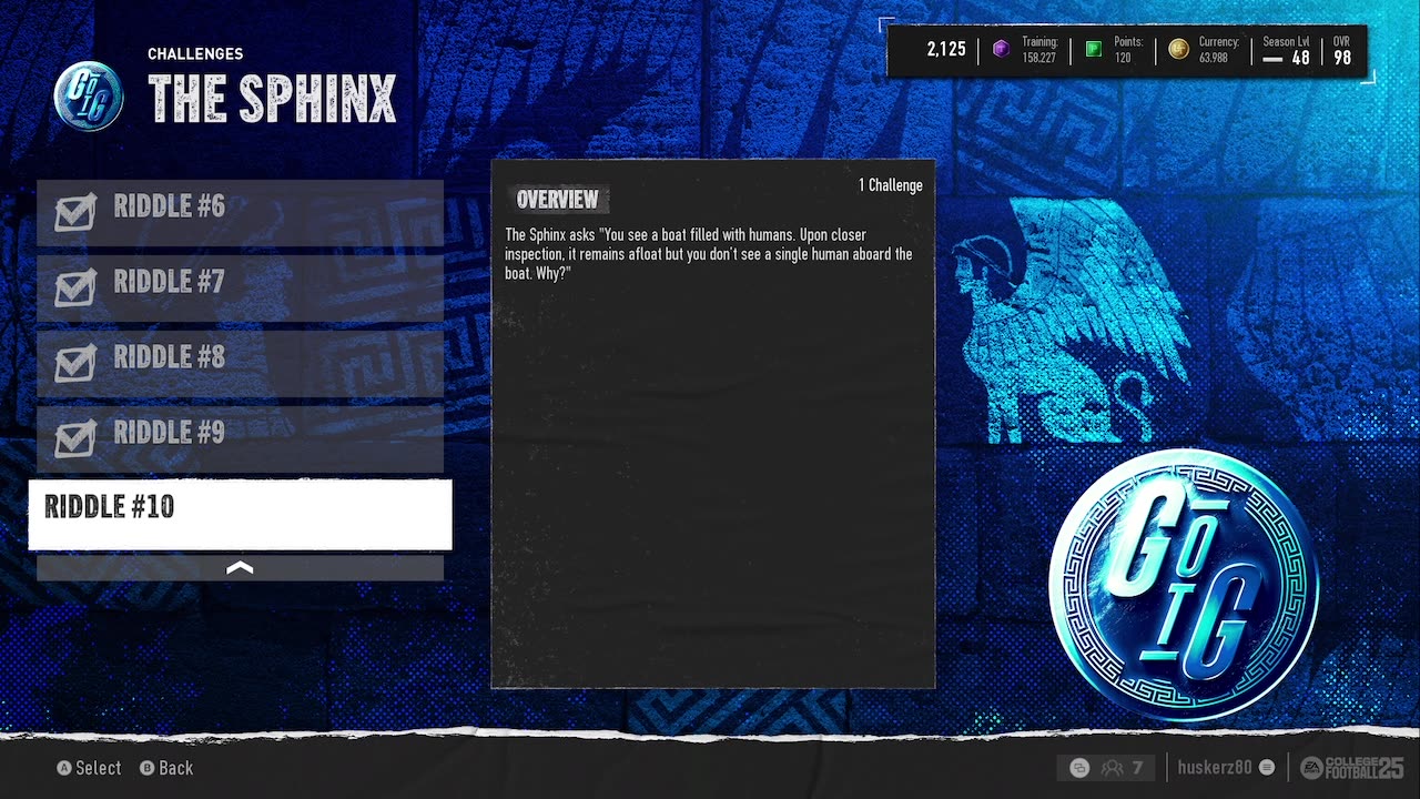 College Football 25 The Sphinx Riddle #10