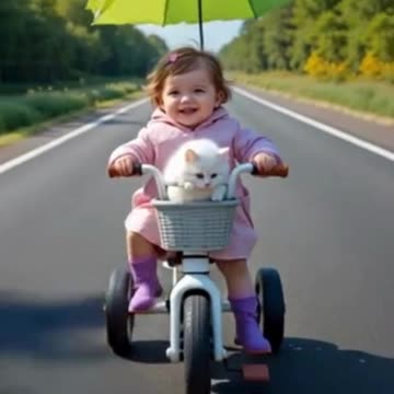Cute Baby Driving Tricycle in the highway road #trending #viral