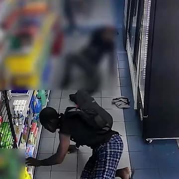 Shoplifter Barrels Through Security Guard at Convenience Store