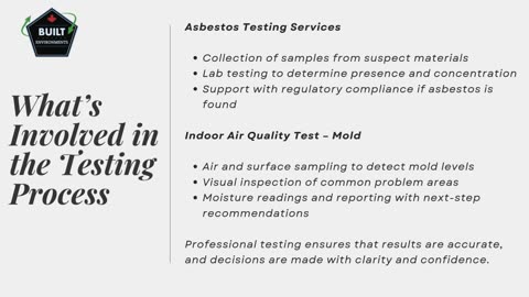 Built Environments Asbestos Testing Services and Air Quality Test Mold