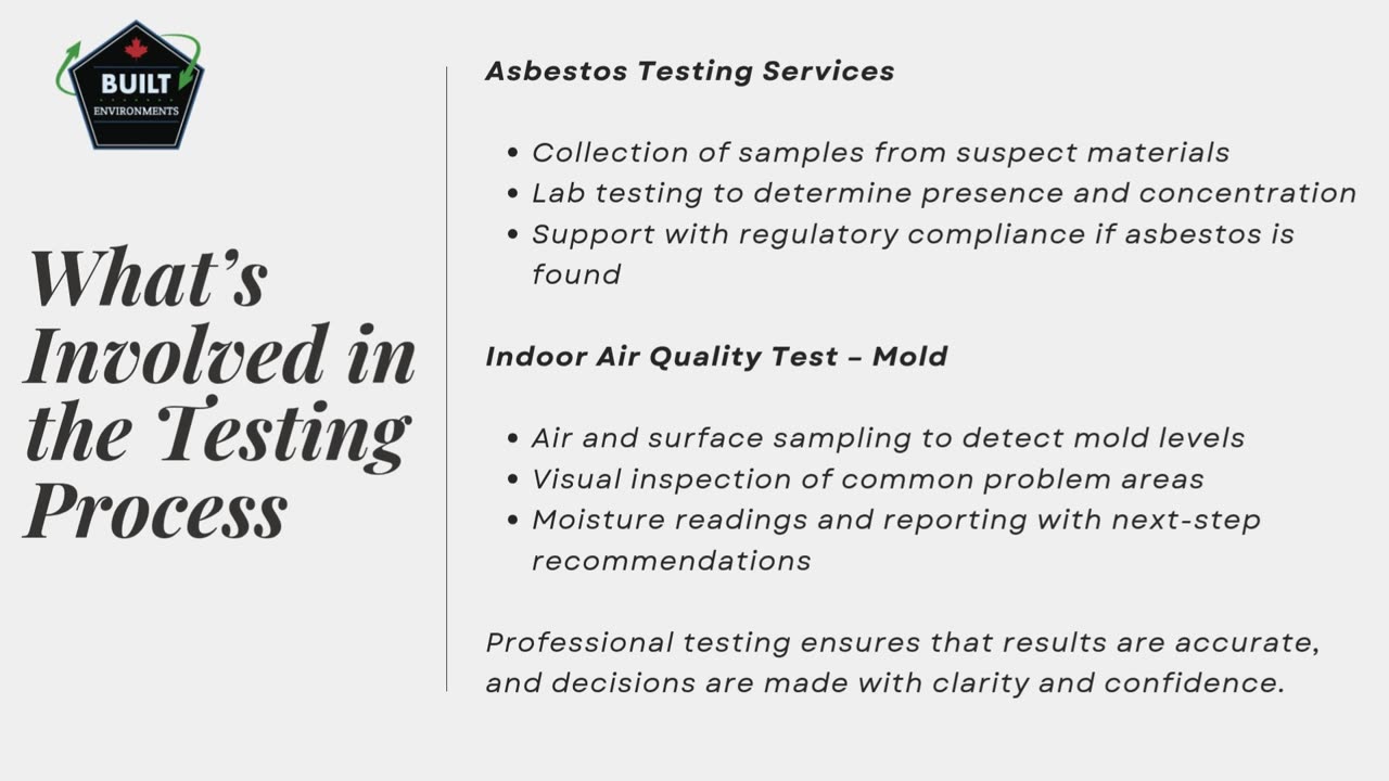 Built Environments Asbestos Testing Services and Air Quality Test Mold