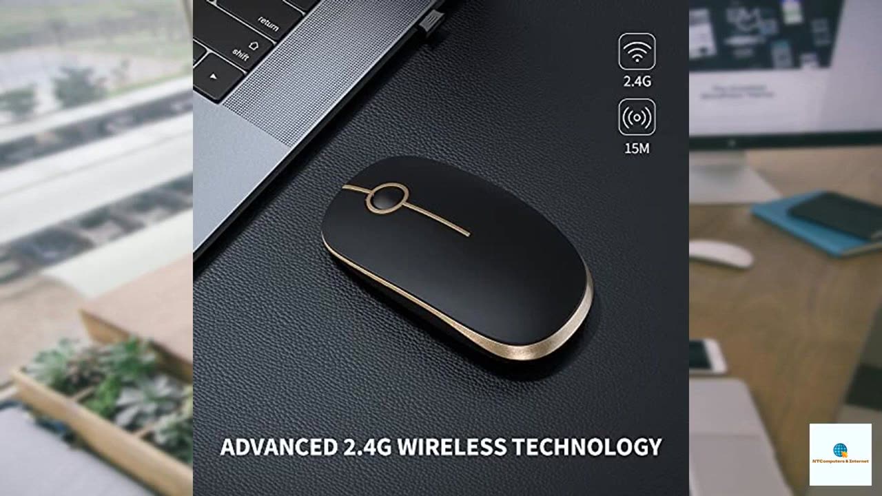 Vssoplor Wireless Mouse, 2.4G Slim Portable Computer Mouse with Nano Receiver Quiet Silent