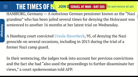 95-year old Ursula Havenbeck sentenced AGAIN for being a Holocaust Denier!