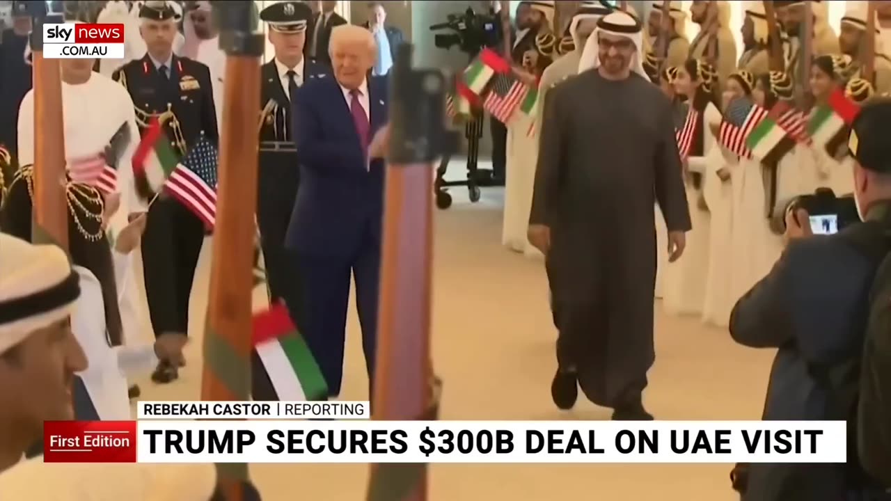 While in the UAE, Donald Trump closes a $300 billion agreement.