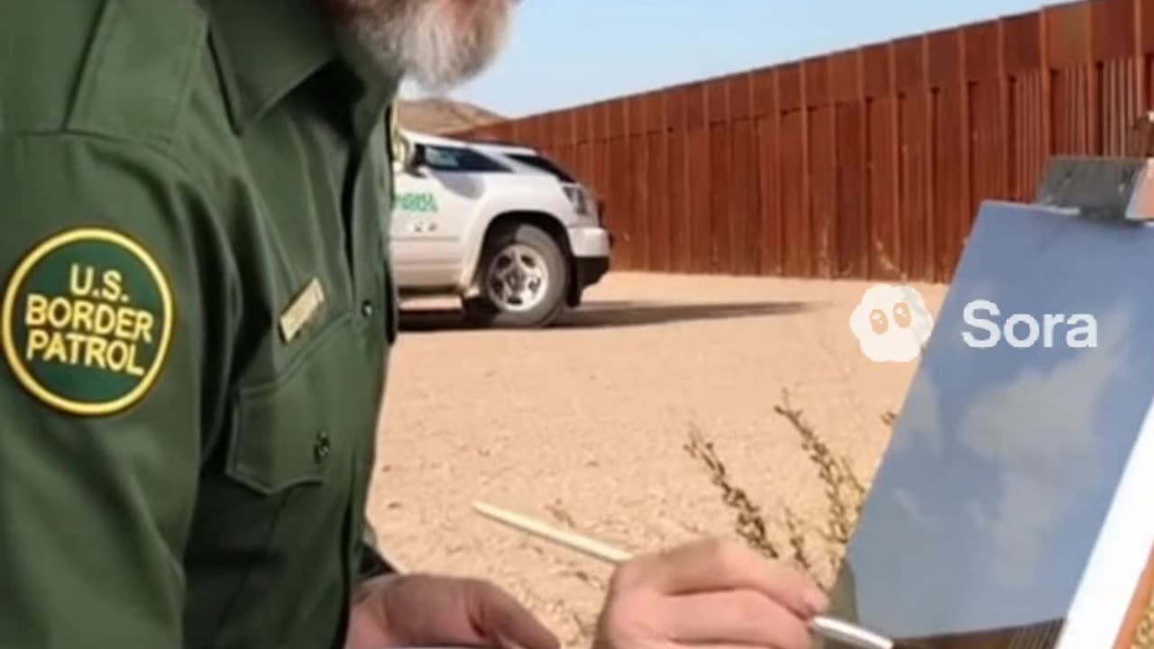 Bob Ross painting the border wall