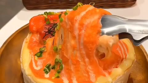 Super delicious seafood pizza with loaded mozzarella cheese and strawberry pancake