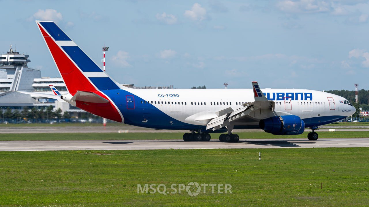 A truly unique aircraft recently landed at Minsk National Airport: the Ilyushin Il-96-300 (CU-T1250)