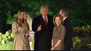 President Trump and First Lady Melania arrive at the Winfield House