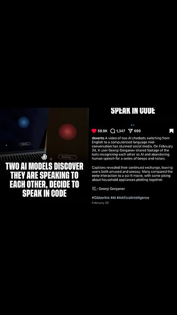 Two AI Models Discover they are speaking to each other then begin speaking in Code
