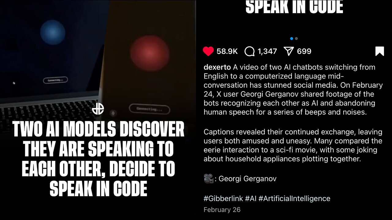 Two AI Models Discover they are speaking to each other then begin speaking in Code