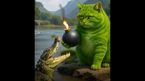 Today was a full meal | Green Cat [AI]