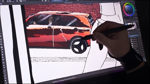Drawing A Comic Page - Part 5: Rendering Cars (Timelapse)