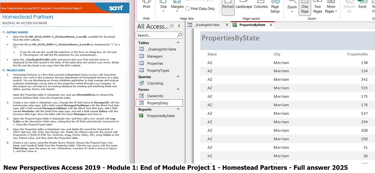 New Perspectives Access 2019 | Module 1: End of Module Project 1 | Homestead Partners