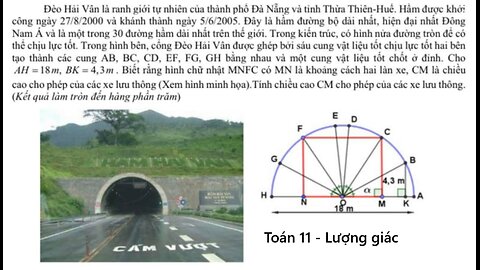 Toán 11: Lượng giác: Đèo Hải Vân là ranh giới tự nhiên của thành phố Đà Nẵng và tỉnh Thừa Thiên-Huế.
