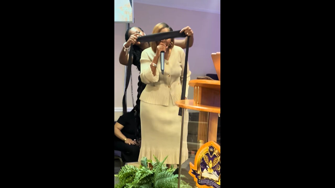 Prophetess Tillman preaching blindfolded