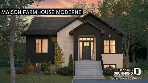 Visite 3D | #3161-V1 -Cedar Grove-Plan de maison farmhouse moderne | Dessins Drummond