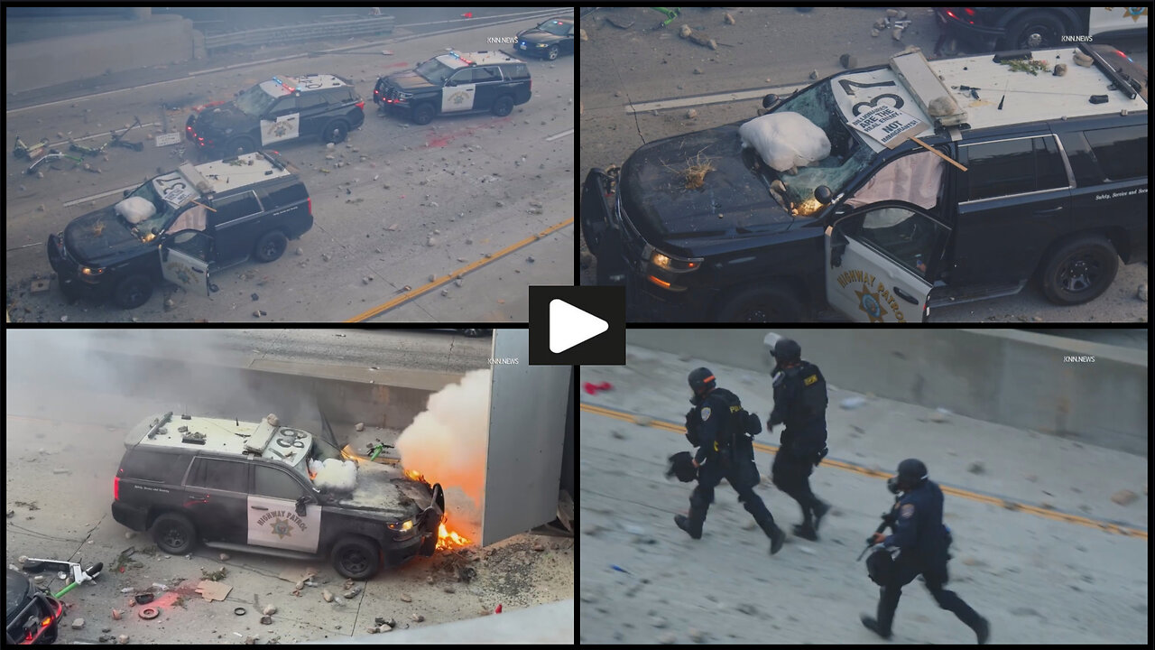 Los Angeles: Angry protesters destroy Highway Patrol vehicles