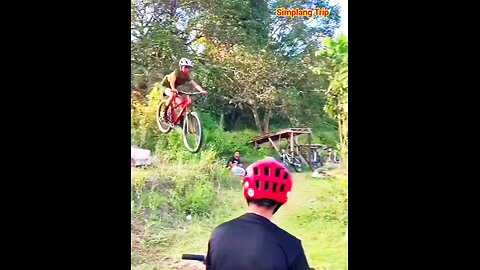 Simplang Trip 104: Bicycle jump accidentally became squathrust exercise.