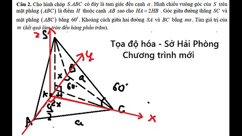 Cho hình chóp .S ABC có đáy là tam giác đều cạnh a . Hình chiếu vuông góc của S trên