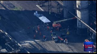 Aerial view of US Steel plant in Pennsylvania after explosion