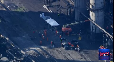 Aerial view of US Steel plant in Pennsylvania after explosion