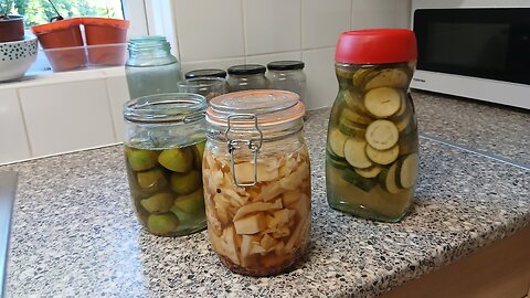 Cooking bloke. Pickling walnuts, cabbage and courgettes