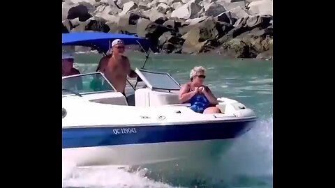 Funny Boat Drive With Hilarious Wave Wipeout 😂🌊