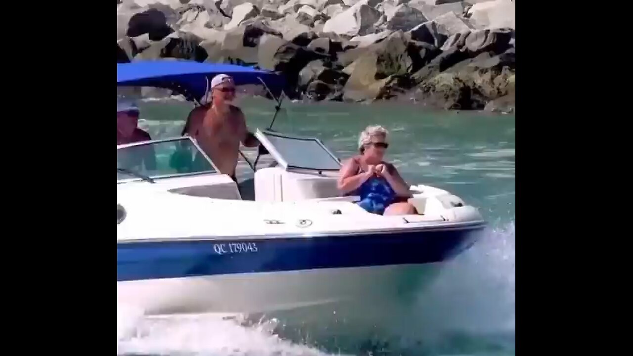Funny Boat Drive With Hilarious Wave Wipeout 😂🌊