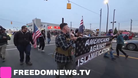 "We're taking the streets of Dearborn" - Jake Lang says as his "Americans Against Islamification"