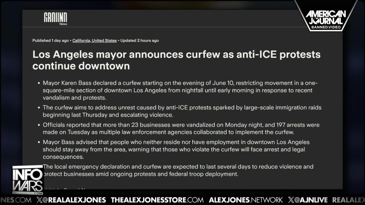 Los Angeles Mayor Continues Curfew as Anti-ICE Protests Continue 6/11/25