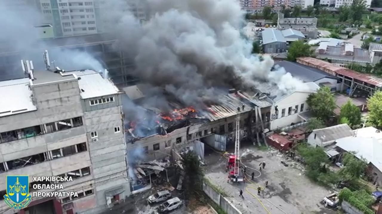 Kharkiv After FAB Strike — Burning Ruins, Missing Roof, Hidden Military Gates