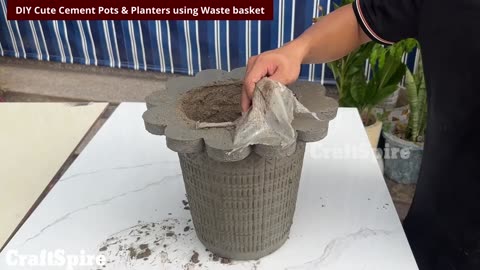 DIY Cement Planters from Waste Basket 🪴🔥 | Easy Home Garden Idea