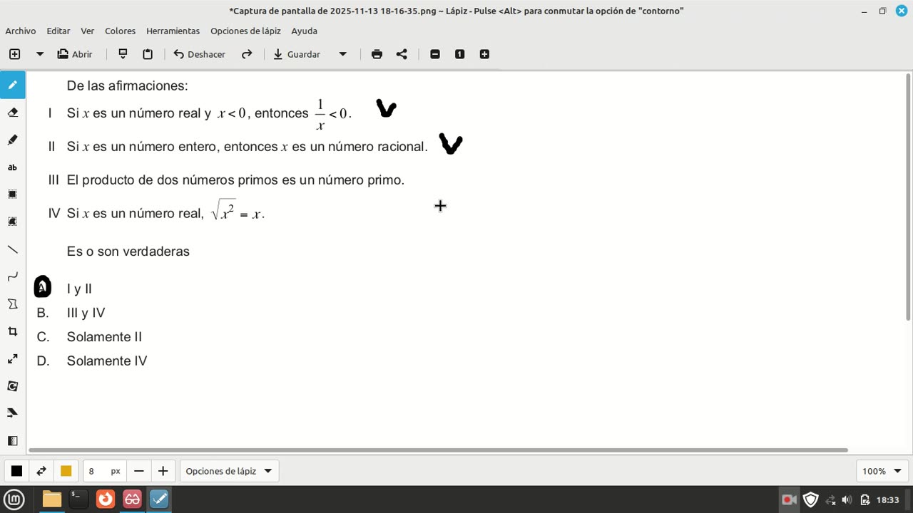 pregunta de matemáticas examen de admisión