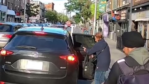 Dashcam Block bike lane cyclist Bloor St W Toronto Canada