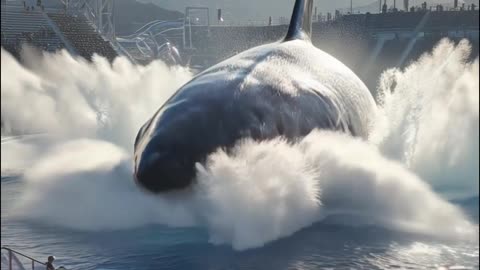 Giant Shark Soaks Crowd in Fake Pool?! 🦈💦 Too Real to Be Fake