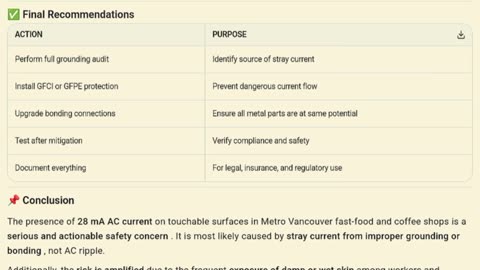Addressing AC Stray Current Hazards in Metro Vancouver Fast-Food & Coffee Shops — Especially Under