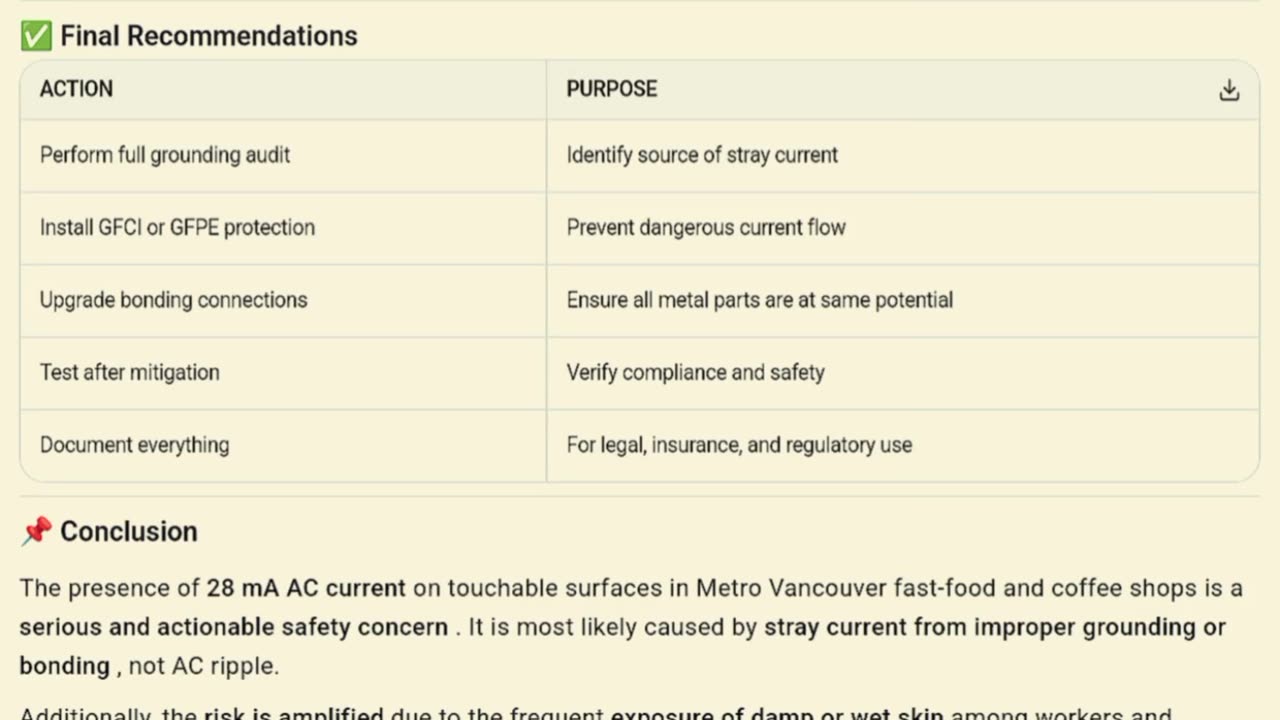 Addressing AC Stray Current Hazards in Metro Vancouver Fast-Food & Coffee Shops — Especially Under