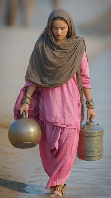 gorgeous and beautiful pathani girl with a slightly large nose, wearing a pink shalwar kamees