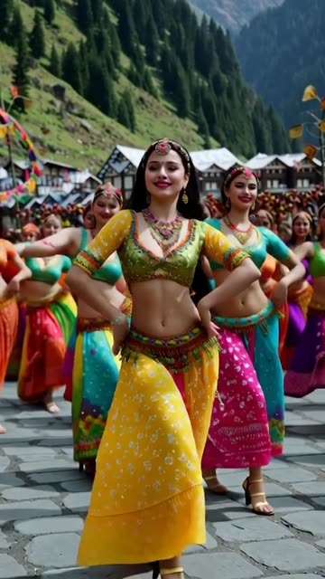 garhwaali girls dance group dancing in valley of flowers and impressing handsome