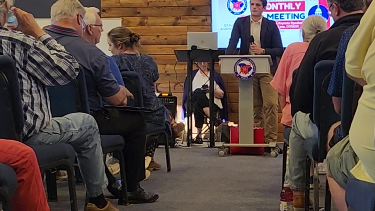 Justin Lane, with DOGE SC, Speaks to Anderson County