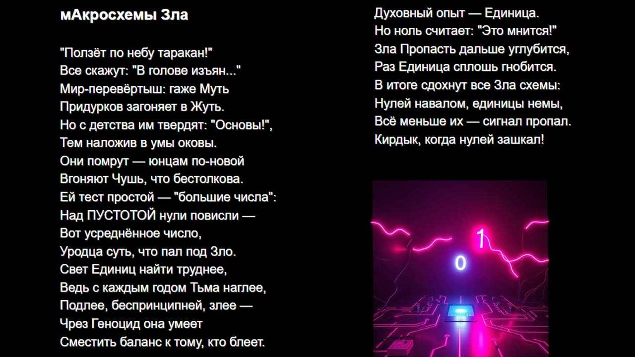 Обесточенный провод, мАкросхемы Зла - две песни с вариантами